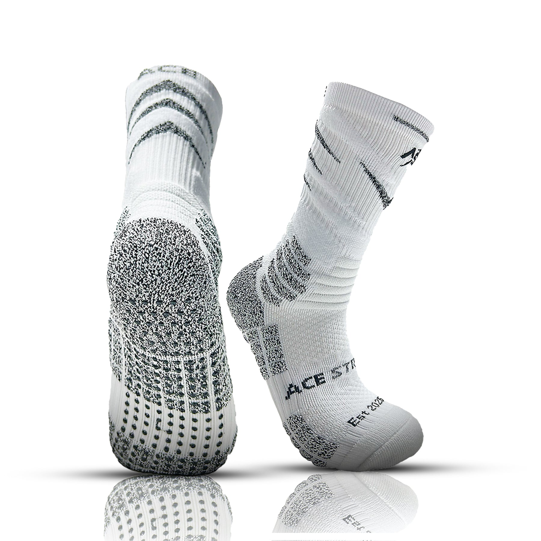 ACE STRIDE - VPRO Athletic Elite Compression Grip Socks - White